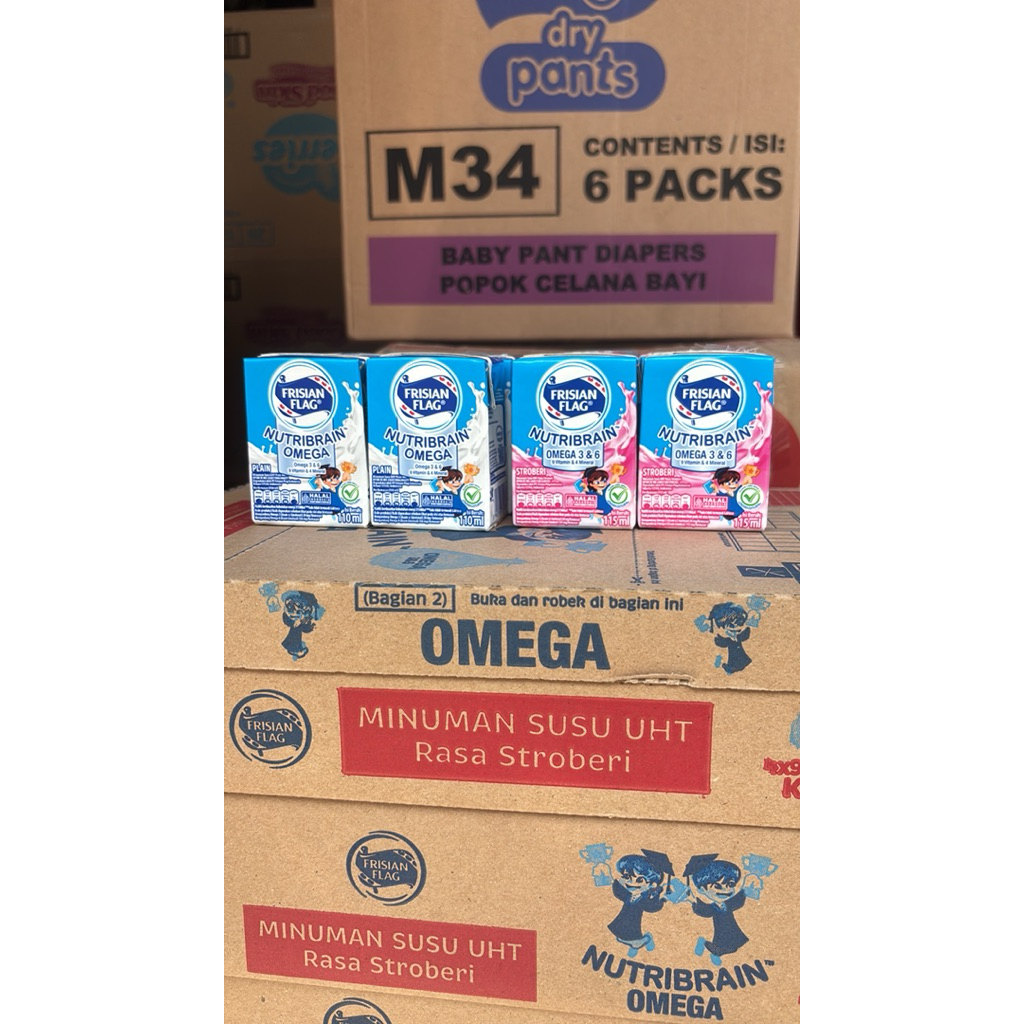 

Frisianflag UHT nutribrain 115ml 1 karton isi 36 Rasa Cokelat Strawberry dan Plain