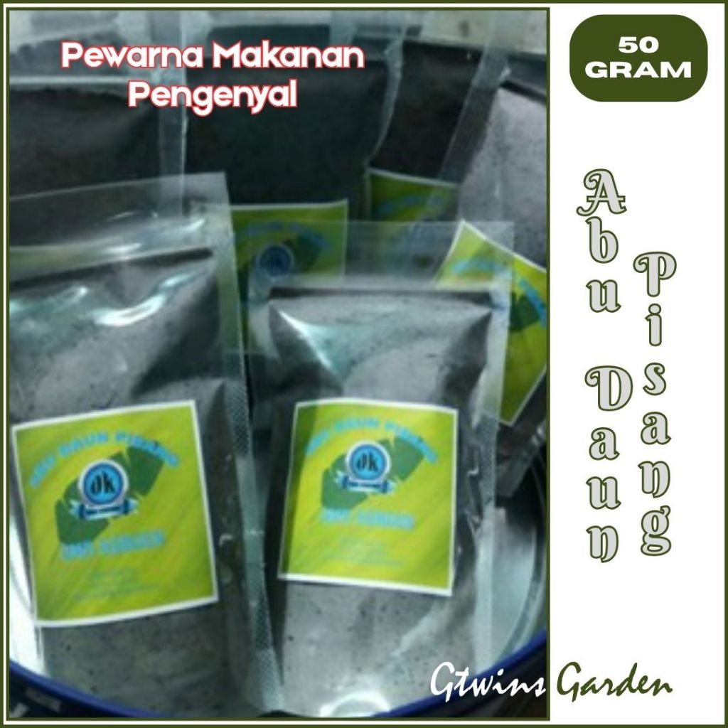 

GG | 50 Gram Bubuk Pewarna Makanan Pengenyal Abu Daun Pisang tanpa campuran