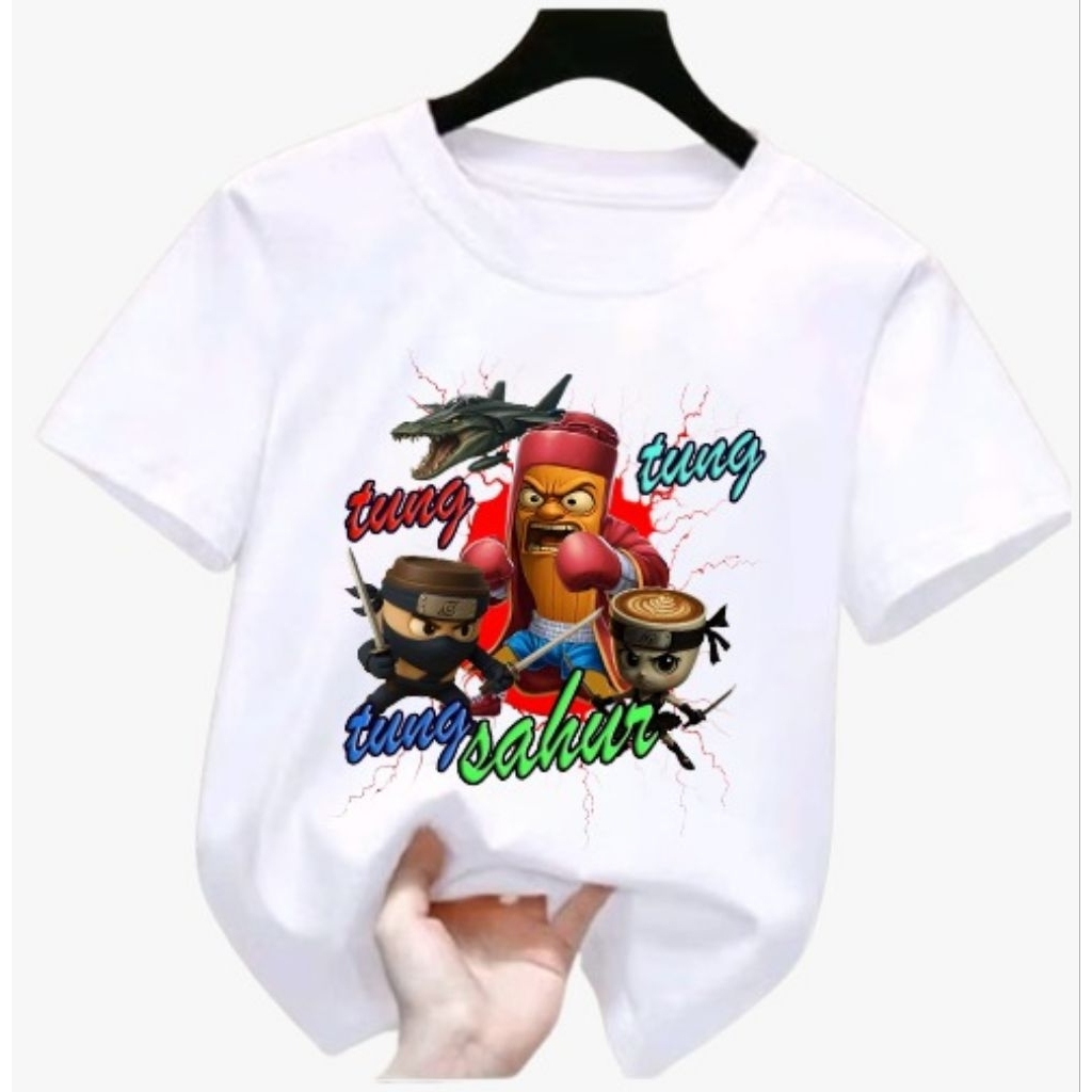 kaos anak anak cowok & cewek motif print gambar tung" sahur boxing