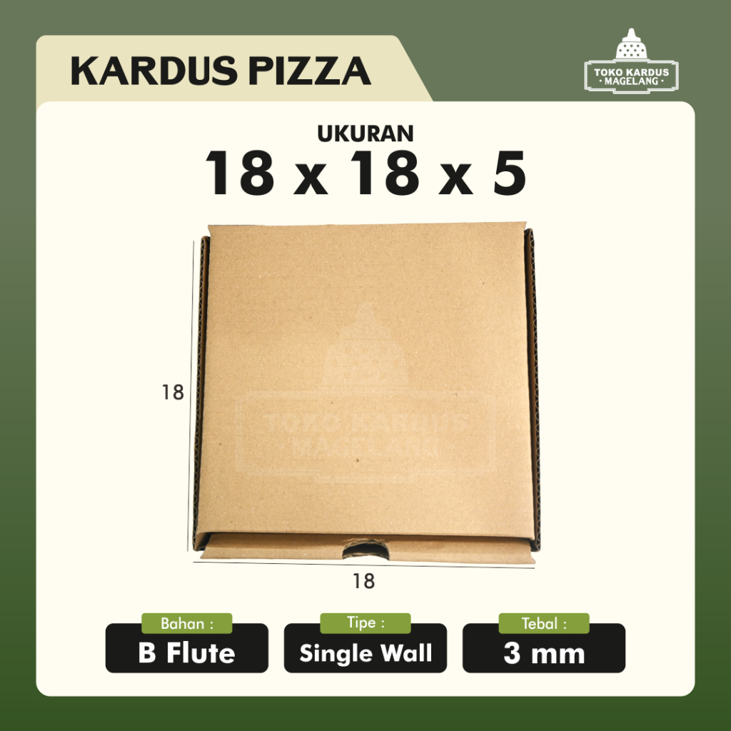 

Kardus / Kotak Box Pizza Die Cut Packing Polos 18x18x5 cm