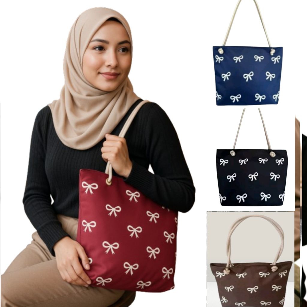 paket usaha 10pcs, tote bag kekinian tas tali sumbu motif