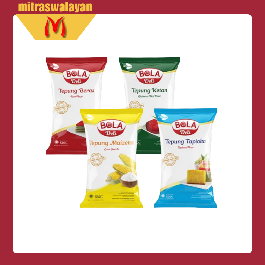 

BOLA DELI Tepung Beras, Tepung Ketan, Tepung Tapioka,Tepung maizena 500 gr