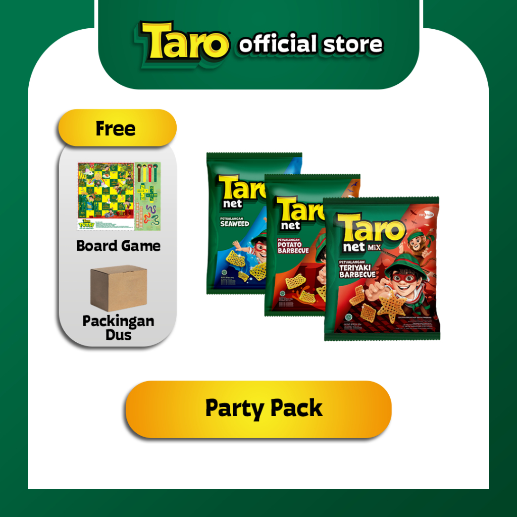 

TARO PARTY PACK BUNDLE free Boardgame Mainan [Taro Net Mix Teriyaki Bbq+Seaweed+Potato BBQ]