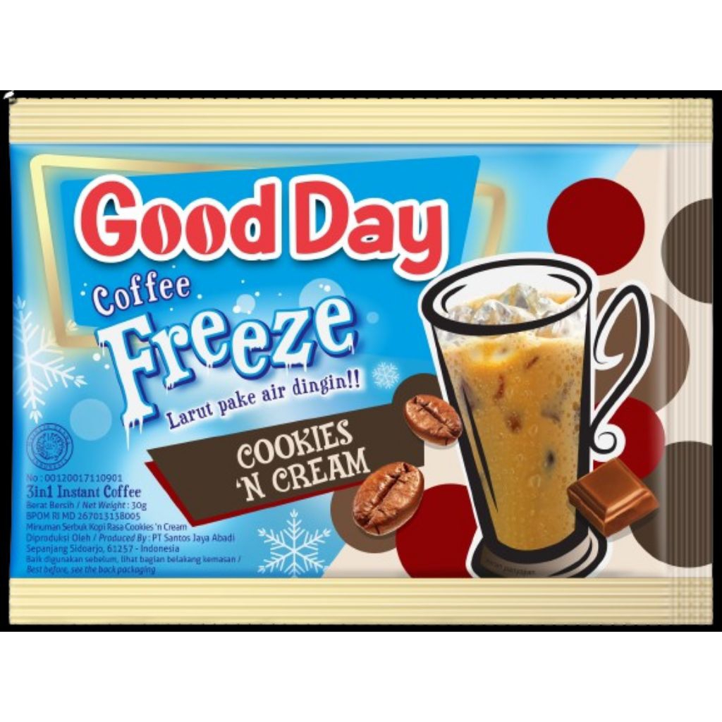 

Goodday Freeze Cookies n' Cream isi 10 Sachet (@ 30gr)