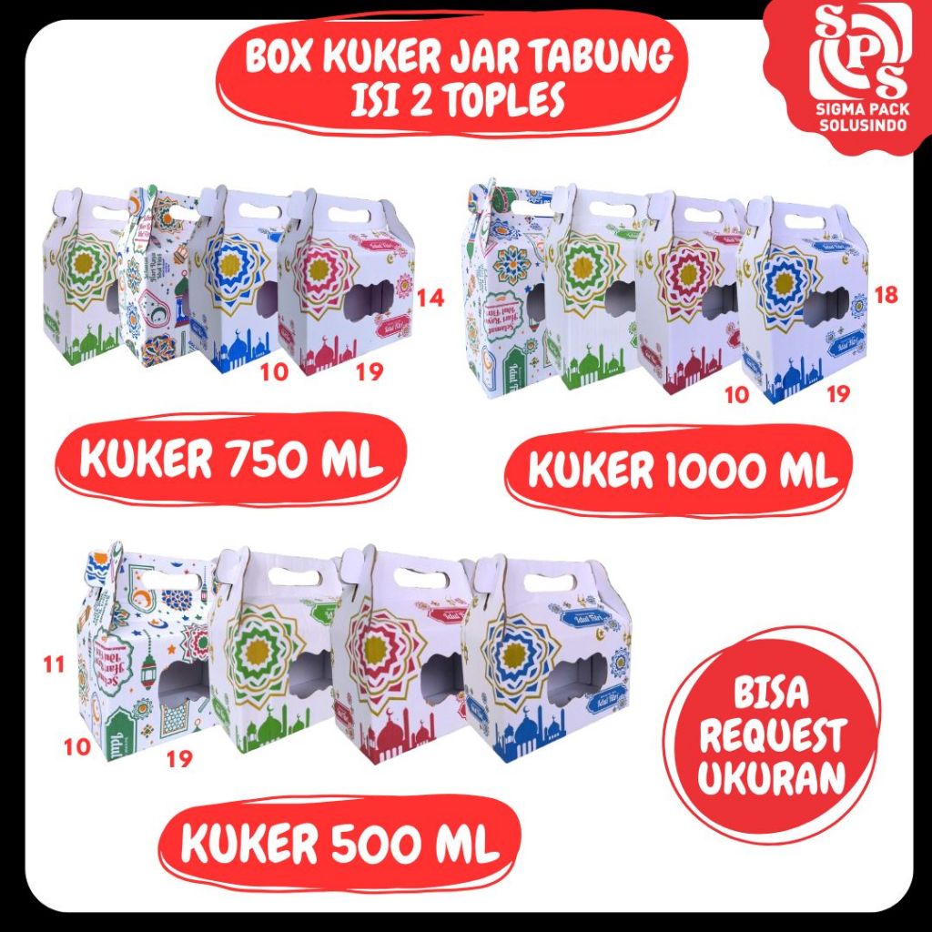 

Box Kue Kering Tabung Isi 2 19x10x11 500 ml / 19x10x14 750 ml / 19x10x18 1000 ml Dus Toples 500ml / 750ml / 1000ml Kardus Kue Kering / Idul Fitri /Dus Kue Kering / Dus Lebaran / Gable Box Polos/Motif/ Kue Kering