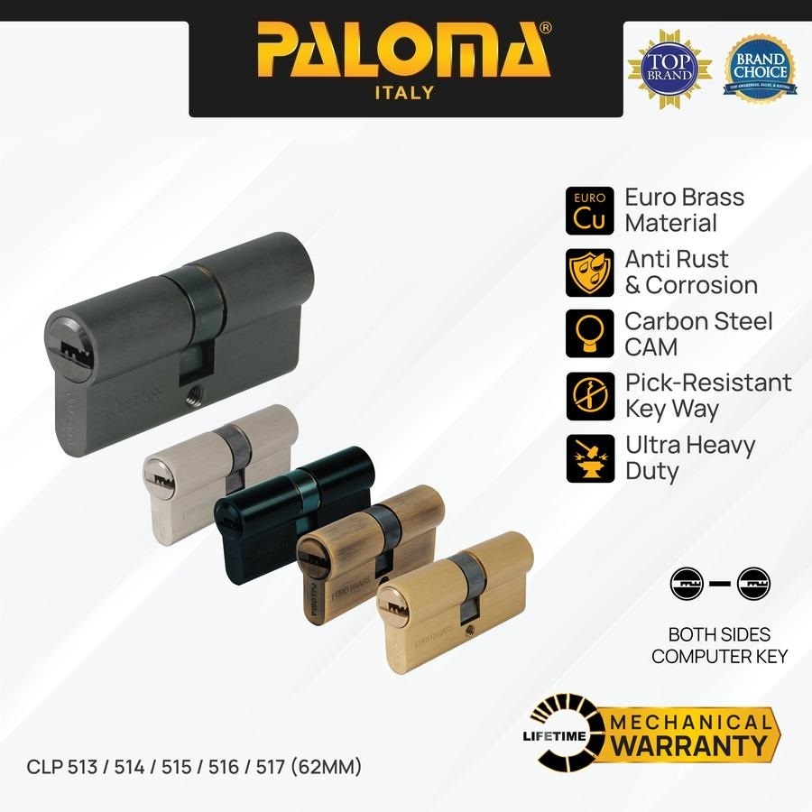 PALOMA Cylinder Kunci Pintu Silinder Anak Computer Key DC-CK Brass Kuningan Gold Emas Grey Abu Antiq