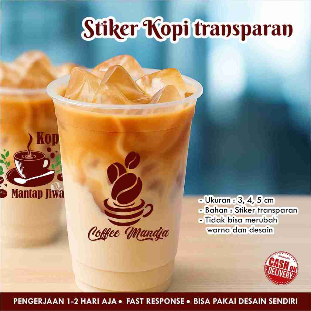 

[117 pcs] STIKER KOPI / COFFEE TRANSPARAN / LABEL KOTAK MINUMAN / KEMASAN / CUSTOM ANTI AIR