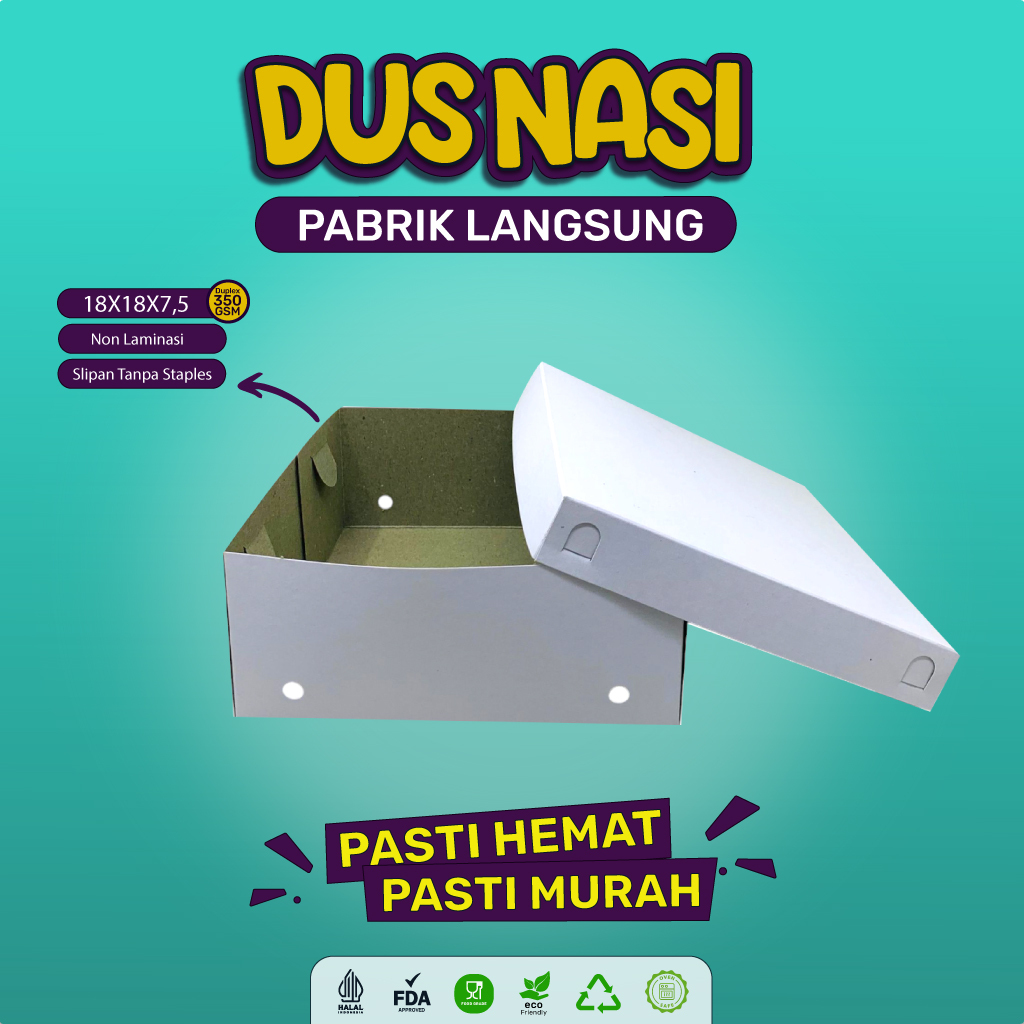 Box Nasi 18X18 Dus Catering 18X18 Dus Nasi 18x18 Duplex 350 Gsm (BB4D7-18X18X7.5)