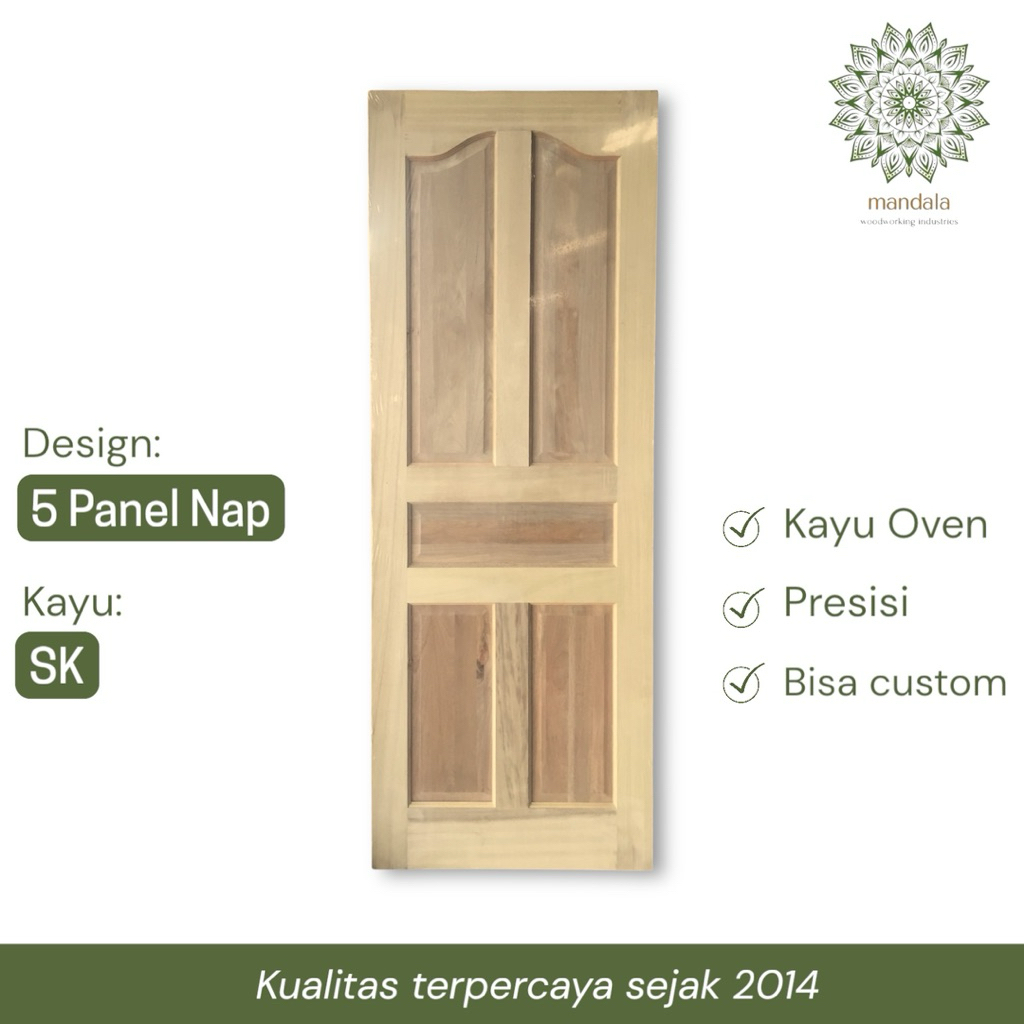 Pintu Kayu Solid - Model Nap 5 Panel / Napoleon 5P | Daun Pintu Kamar Kayu SK Oven