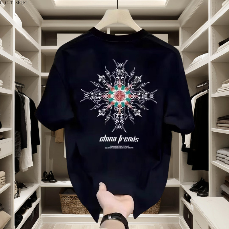 T Shirt oversize Pria baju kaos pria kaos cowok Kaos ChromeHearts t-shirt pria hitam kerah bulat den