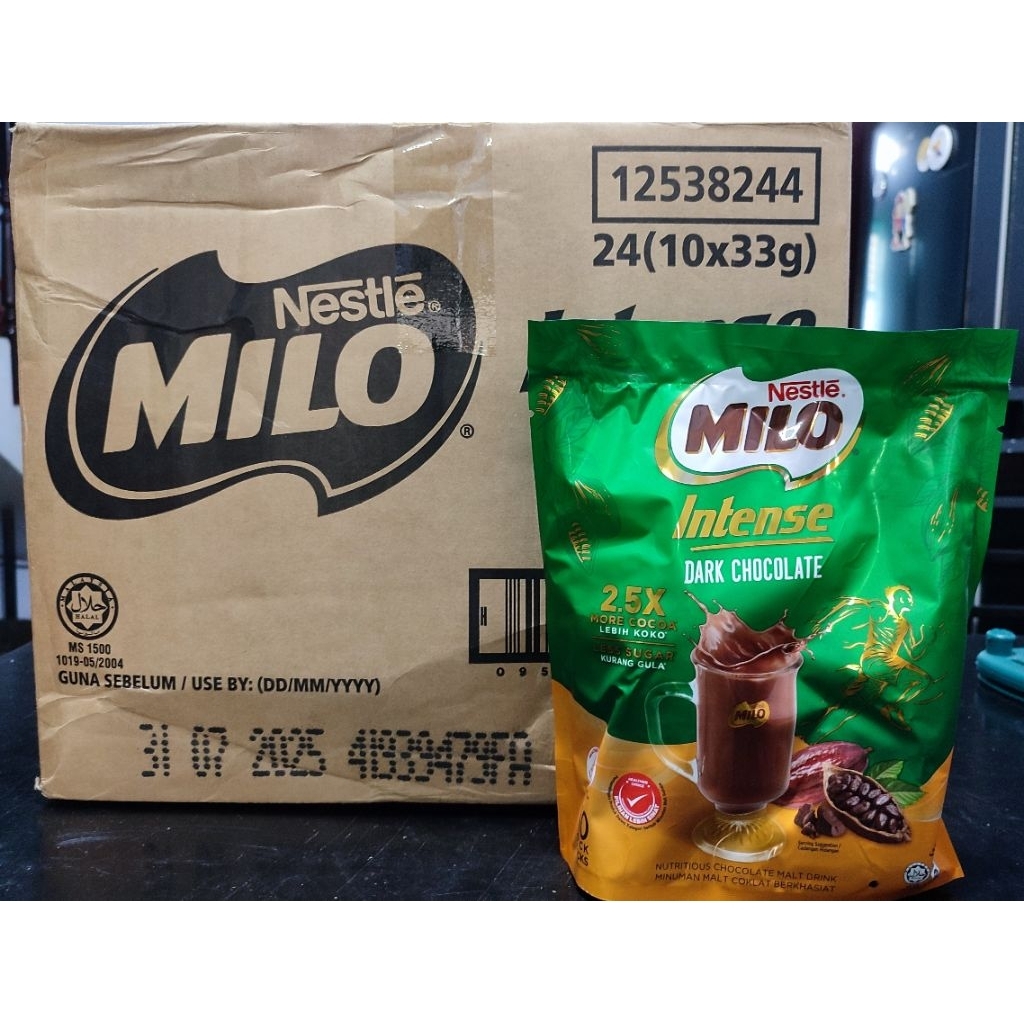 

Milo Intense Dark Chocolate Less Sugar Original Nestle Malaysia 24 x 10Sticks x 33Gr