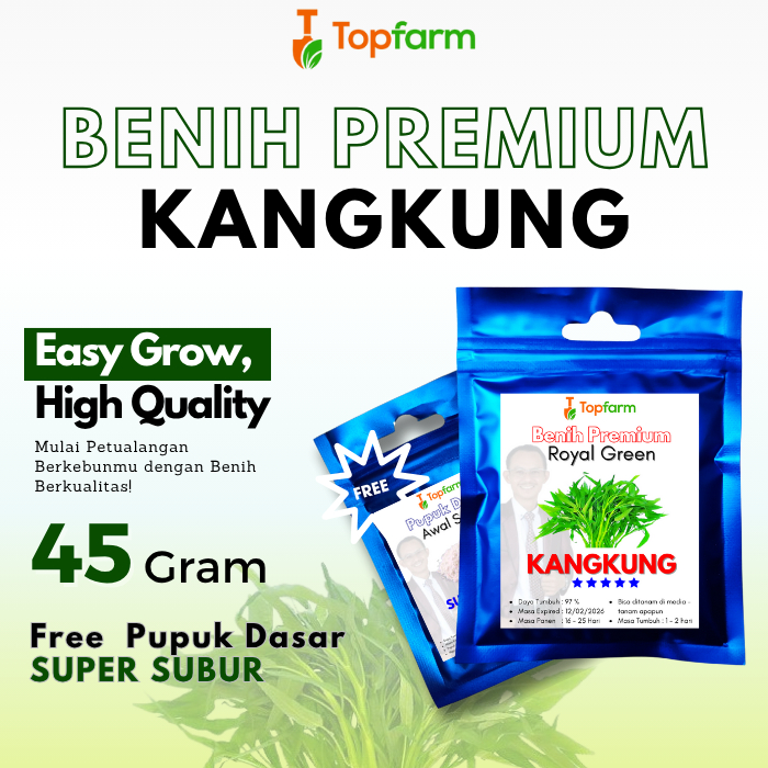 Benih Premium Topfarm / Benih Kangkung Darat Super / Benih Kangkung Super Jumbo / Benih Kangkung Cab