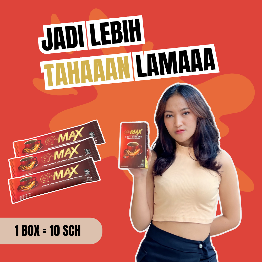 

Kopi Gmax - Kopi Ginseng Gula Aren Original 3 Sachet Tahan Lamaaa