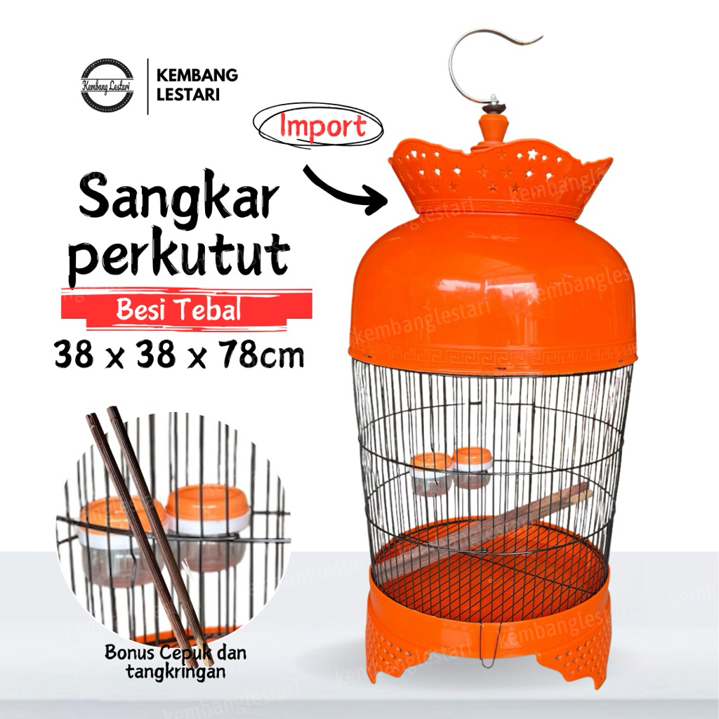 Sangkar Kandang Burung Besi Perkutut Puter Tekukur Derkuku Fullset Gantungan Pion Mahkota Klem Cepuk