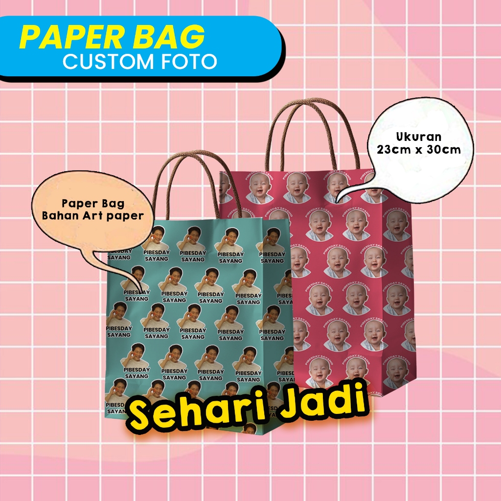 

Paper Bag Kado Custom Muka Foto Sendiri | Totebag Custom Foto Muka1 | Bahan tebal