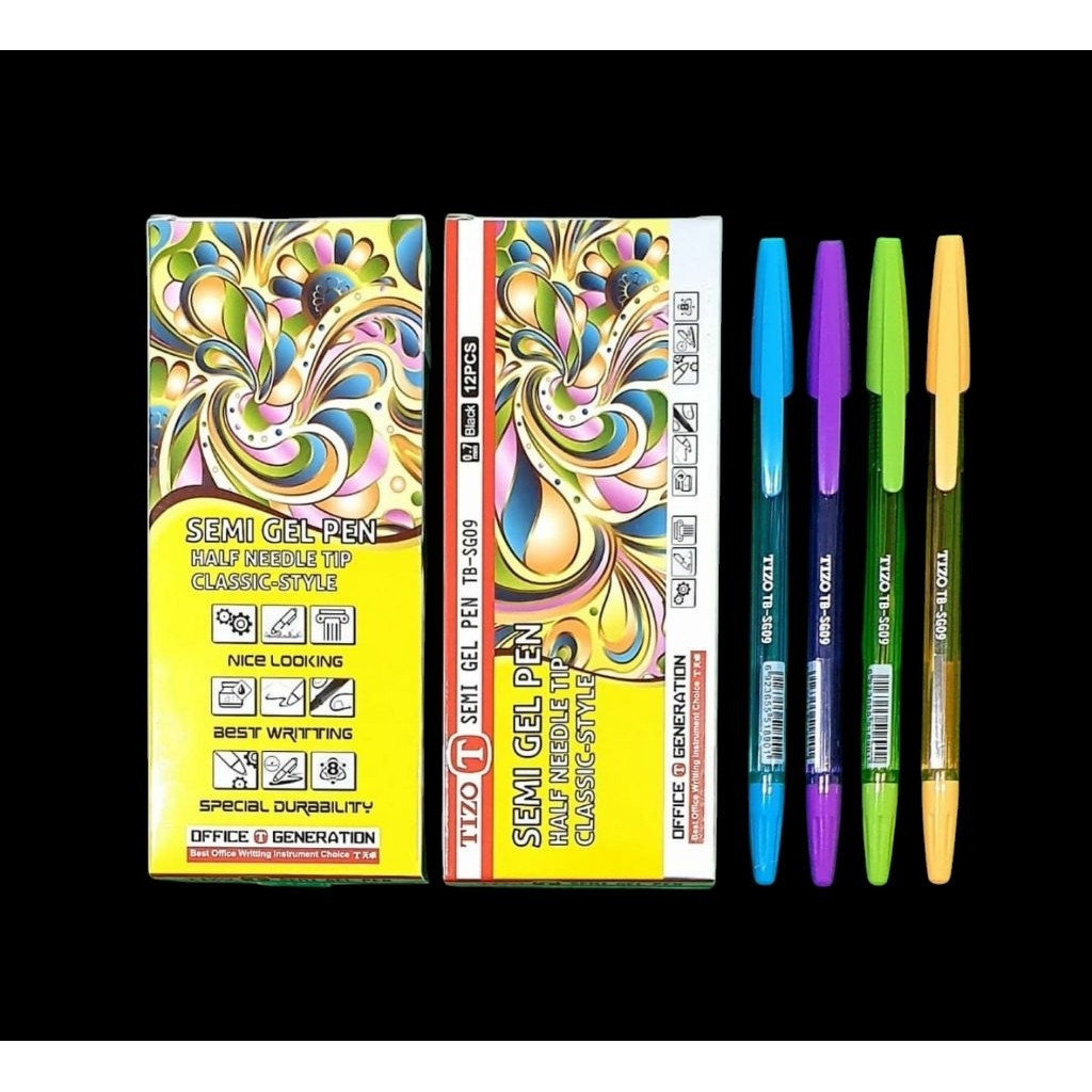 

(lusin) Pulpen Gel Tizo Semi Gel Pen TB-S609 – 12pcs | Pulpen Jarum Halus Tinta Hitam | Smooth Writing - Alat tulis Kantor/ATK Murah Medan
