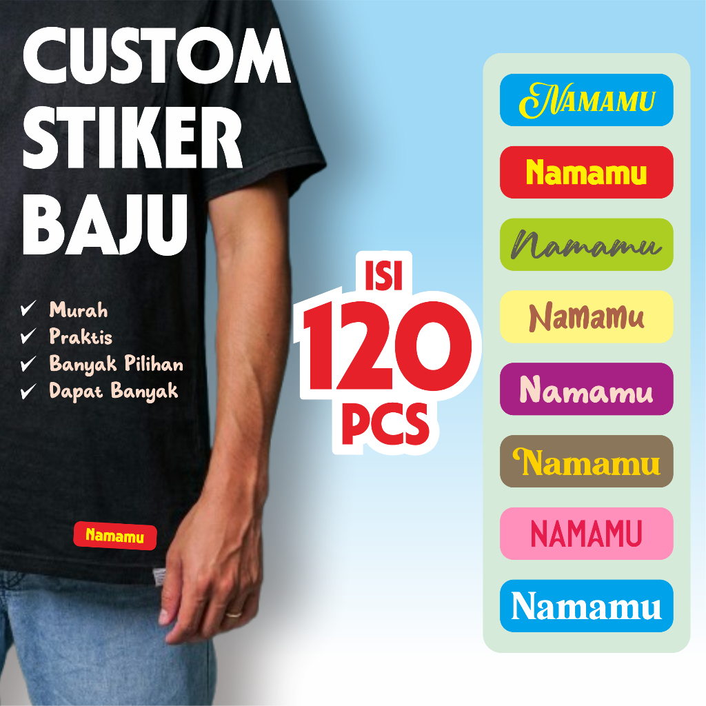 

Sticker Label Nama Kain Baju 75 Pcs Kaos Sablon Setrika DTF Iron Custom Tulisan Contour Tebal