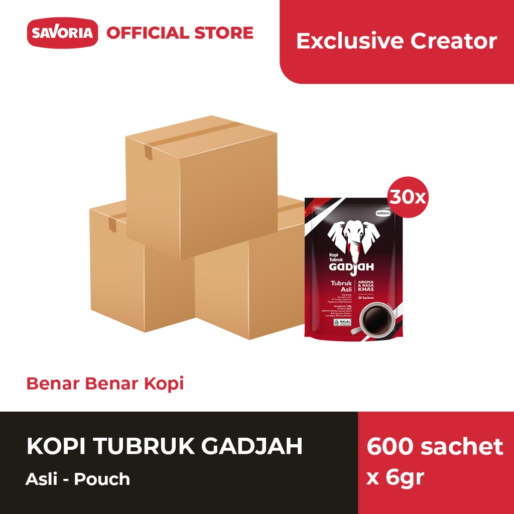 

[Exclusive Affliate] Kopi Tubruk Gadjah Asli Pouch 3 Karton - Bubuk Kopi Hitam 600 Sachet x 6g