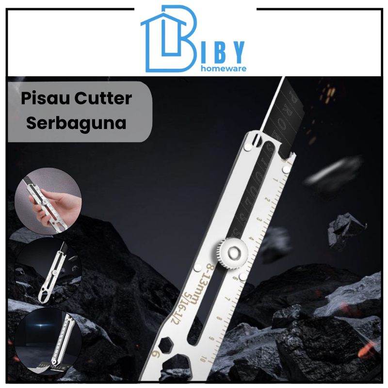 

BIBY Pisau Cutter Stainless Besi 9in1 Cutter Stainless Pemotong Kertas Tajam Anti Karat Fungsional