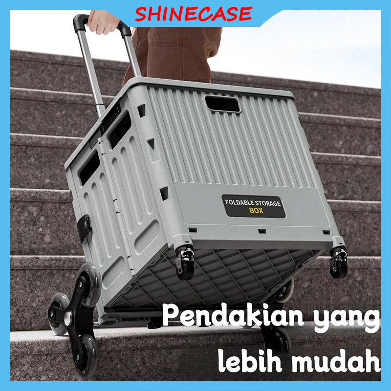 SHINECASE Keranjang Belanja Lipat Yang Lebih Besar Bergerak Mudah Dibawa Mudah Dibawa Roda Belanja T