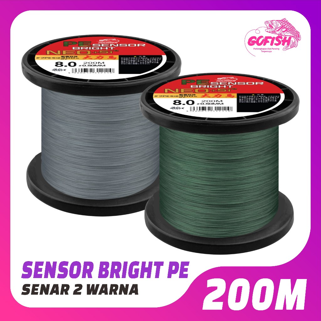GOFISH - Tali Pancing Sensor Bright 200m Pancing PE  NEO+si2 Jepang  Pancing Kuat & Tahan Bahan PE