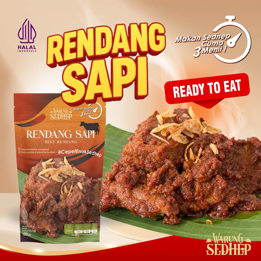 

Rendang Sapi Padang Asli WARUNG SEDHEP – Lauk Siap Saji Tanpa MSG Tahan Lama | Tanpa Pengawet
