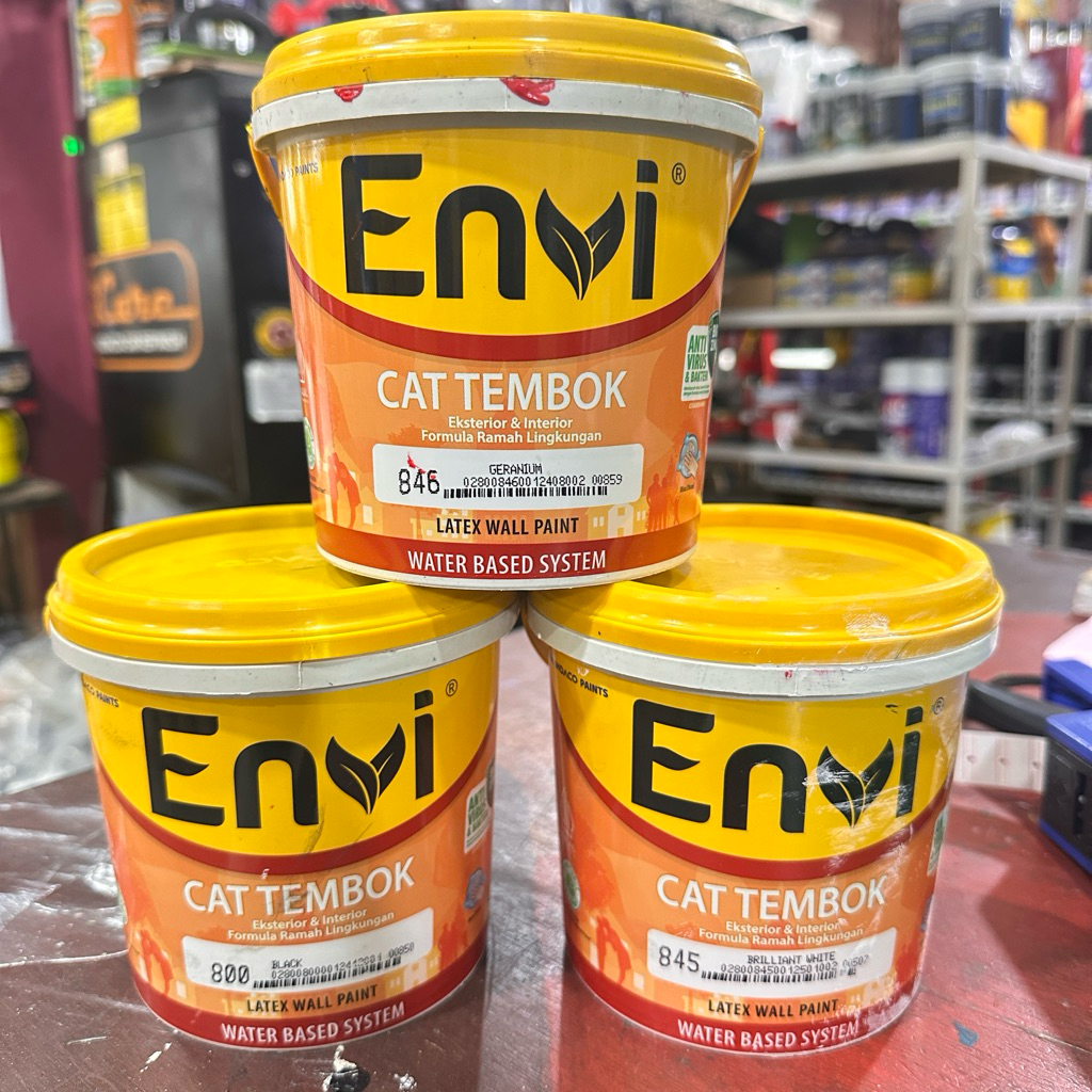 ENVI Cat tembok/air warna merah putih hitam 1 kg