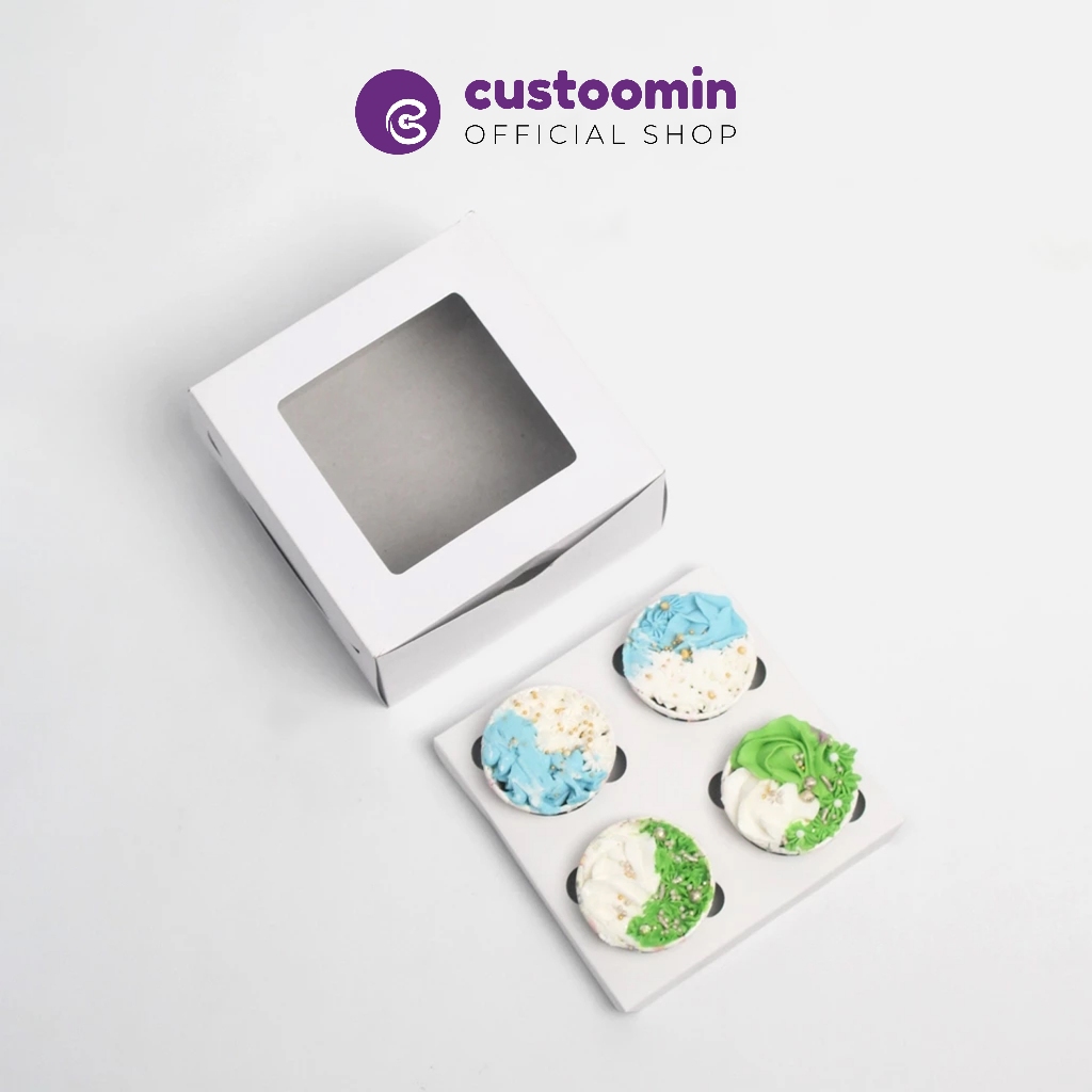 

1717DP Kardus Cupcake Putih | Box Isi 4 Pcs (Uk. 17x17x9 cm) | Box Kue Snack | Kardus Pudding | Kardus Kuetart | Kue Bolu Kukus | Kardus Aesthetic | Cupcake isi 4 Putih | Custoom.in