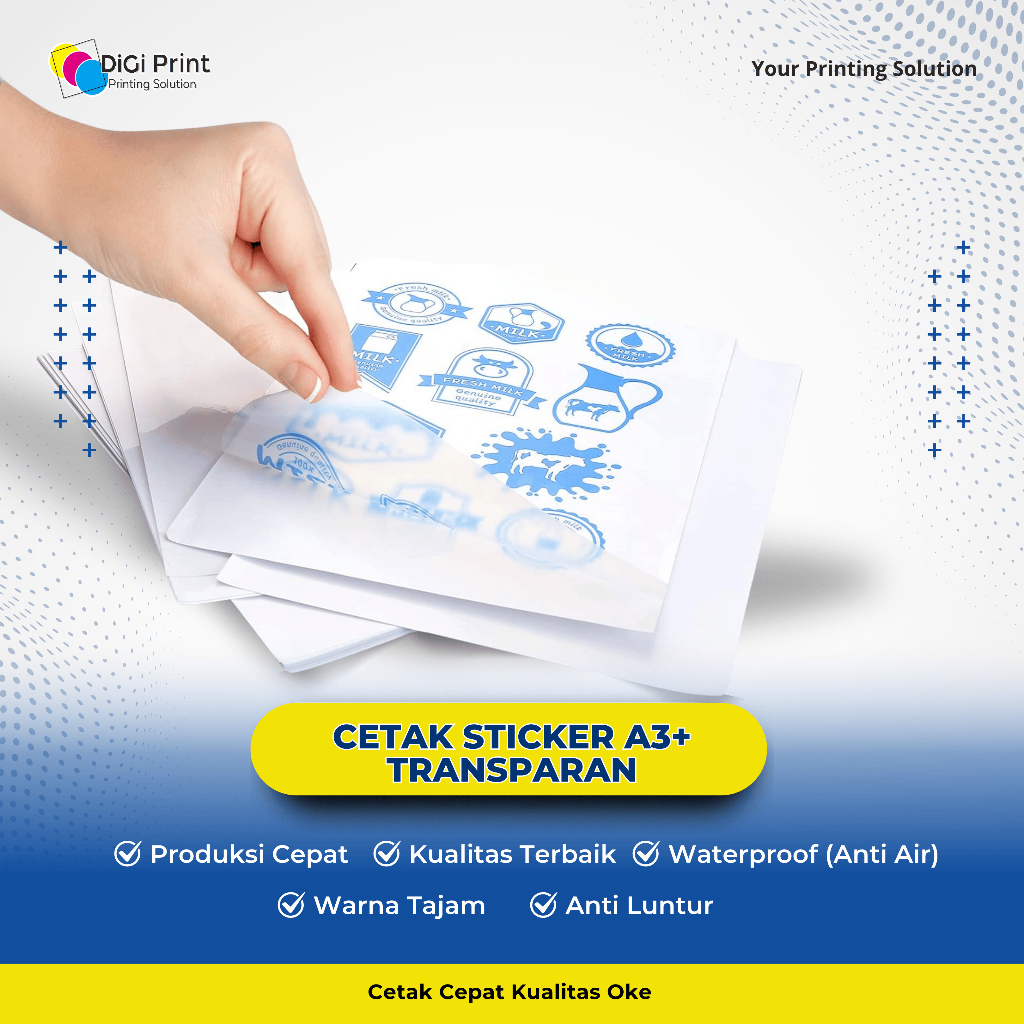 

FREE DESIGN! Cetak Stiker Transparan A3+ | Custom Stiker Label Transparan | Stiker Anti Air