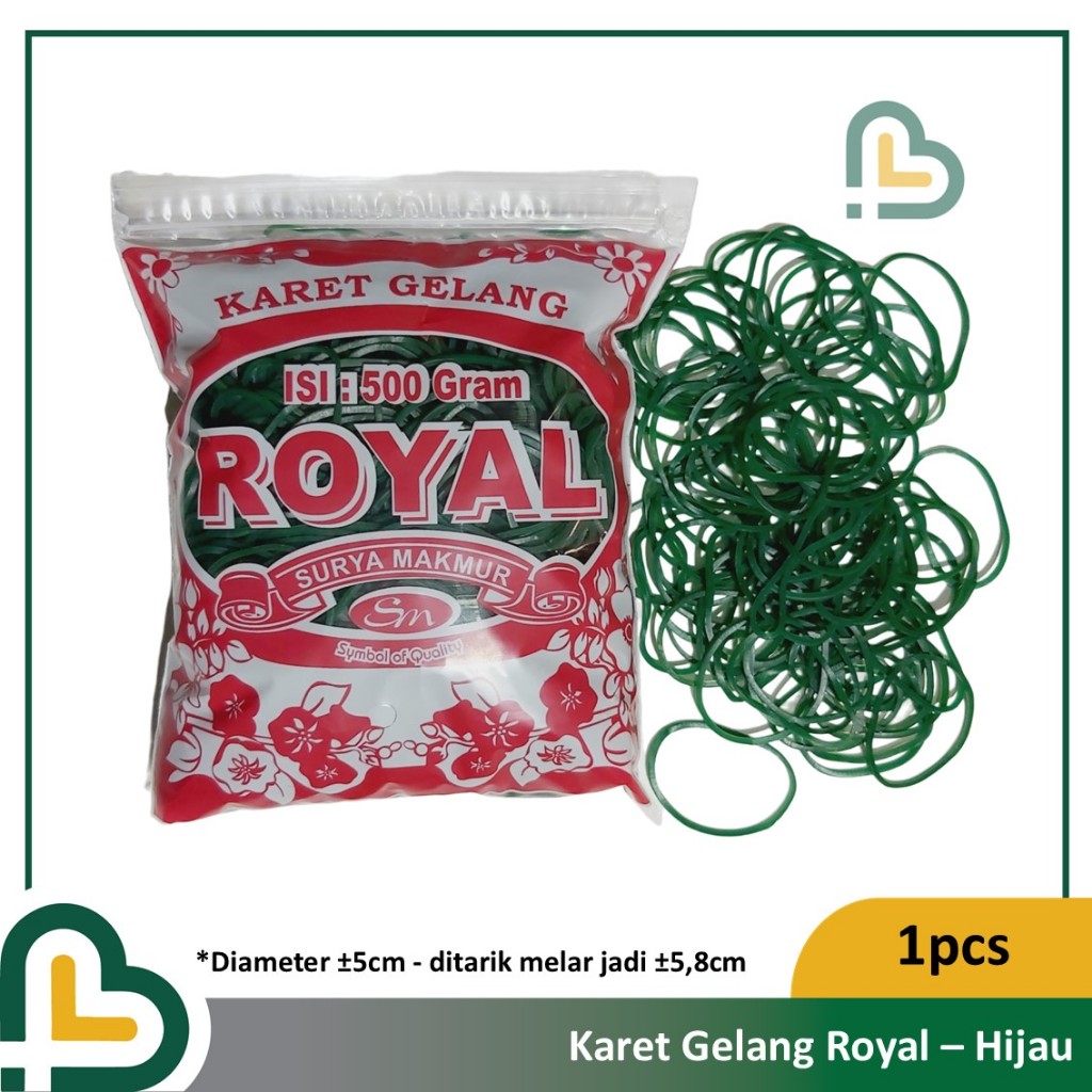 Karet Gelang Hijau Royal @500gram Ikat Duit Uang Barang Dapur Plastik