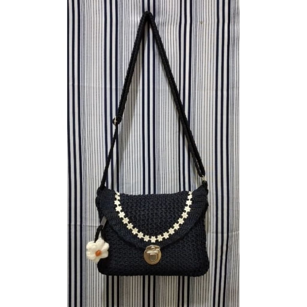 tas rajut Dompet slempang 2IN1 3ruang kompartemen