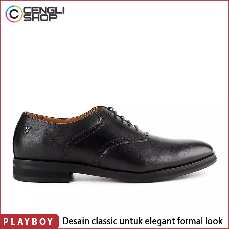 SEPATU KULIT PLAYBOY PRIA ORIGINAL PANTOFEL FORMAL HITAM PL45