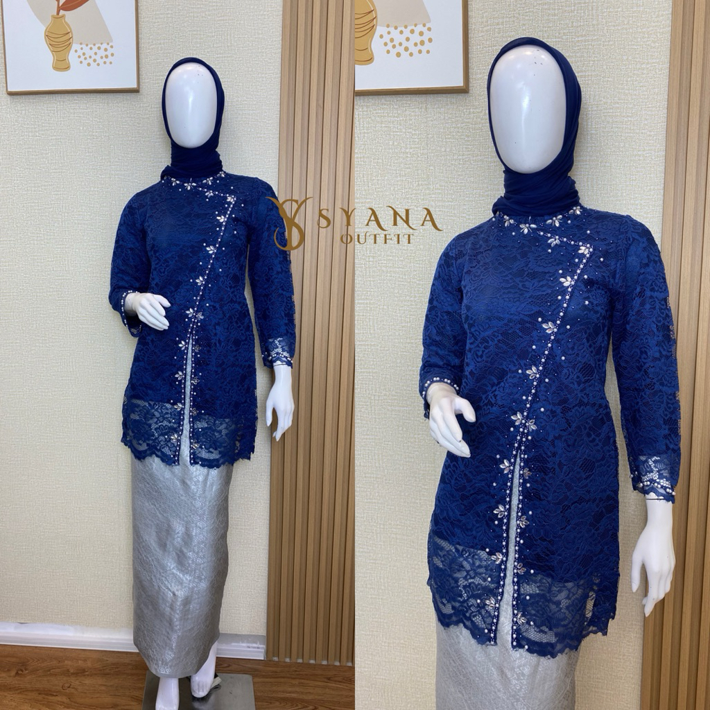 Atasan Kebaya Tunik Amira | Kebaya Tunik Brukat Payet Mewah Tidak Busui | Kebaya Brukat Jumbo