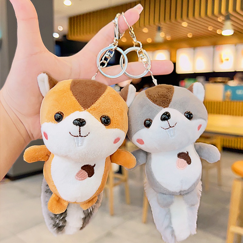 Gantungan Kunci Boneka Tupai Ekor Panjang Gantungan Liontin Tas Lucu Gaya Korea