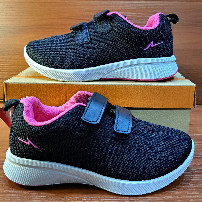 Sepatu Ando Nitta Zora Size 30 - 36 Sekolah Anak Perempuan Paud TK SD Sneakers Ando Hitam Pink