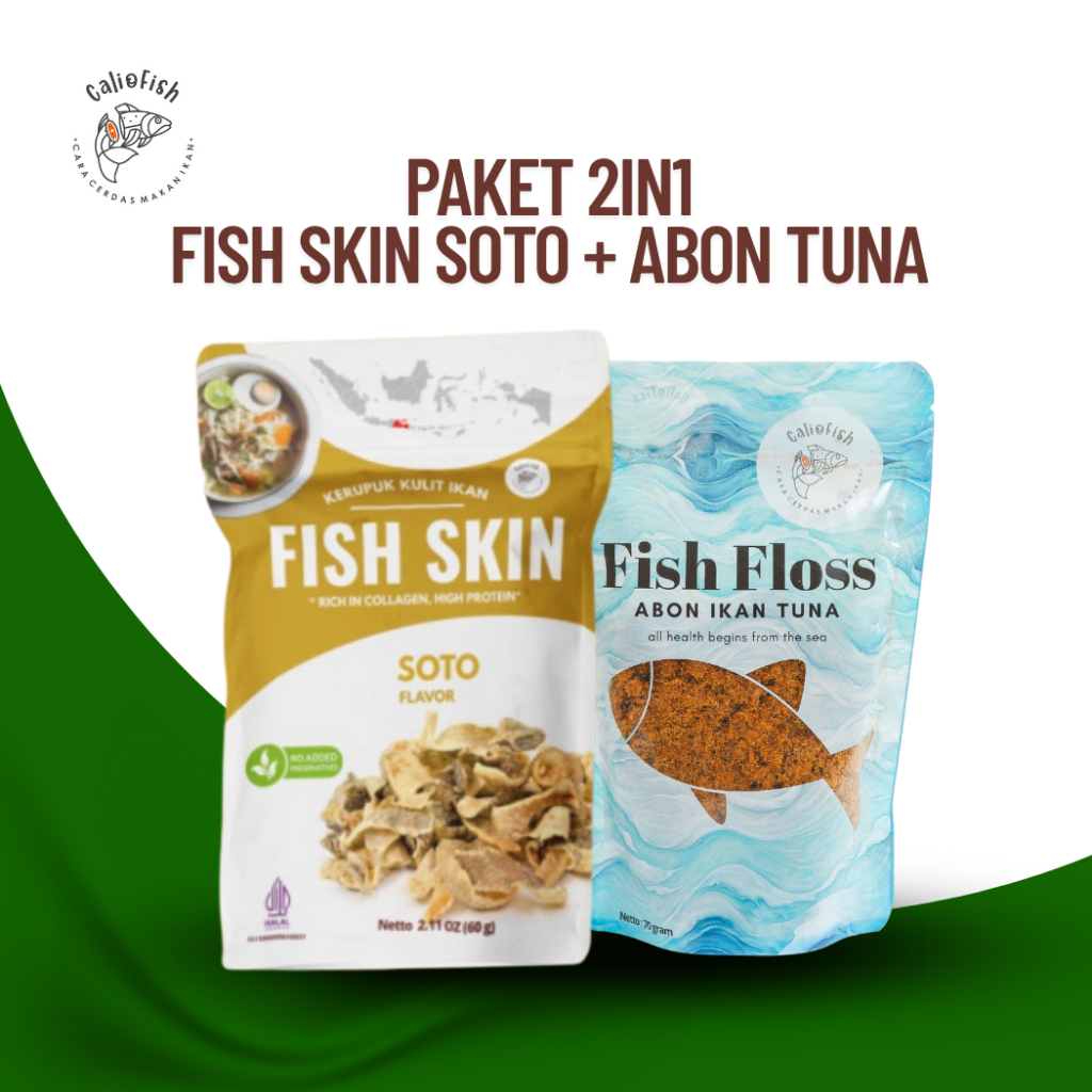 

Caliofish 2in1 Abon Ikan Tuna & Fish Skin Kerupuk Kulit Ikan Rasa Soto