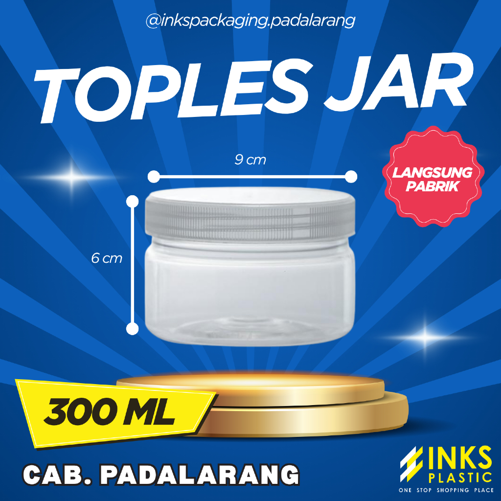 TOPLES 300 ML TABUNG PLASTIK JAR TUTUP ULIR
