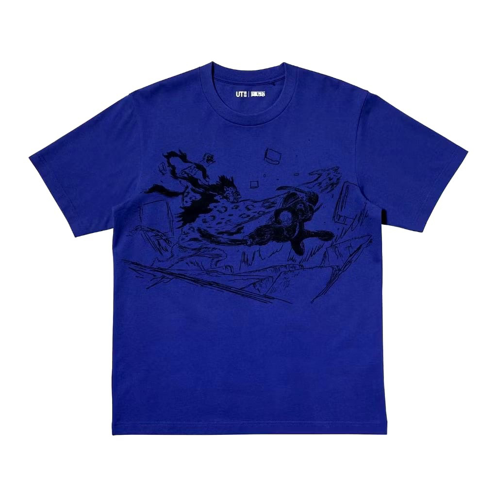 Tshirt Uniqlo x One Piece Zoro vc Lucci UT | Kaos Lengan Pendek - Biru Benhur
