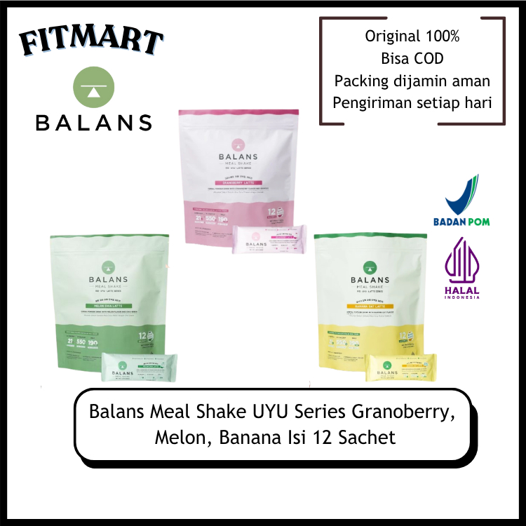 

BALANS Meal Shake UYU Series | Banana Oat Latte | Granoberry Latte |Melon Chia Latte | 12s