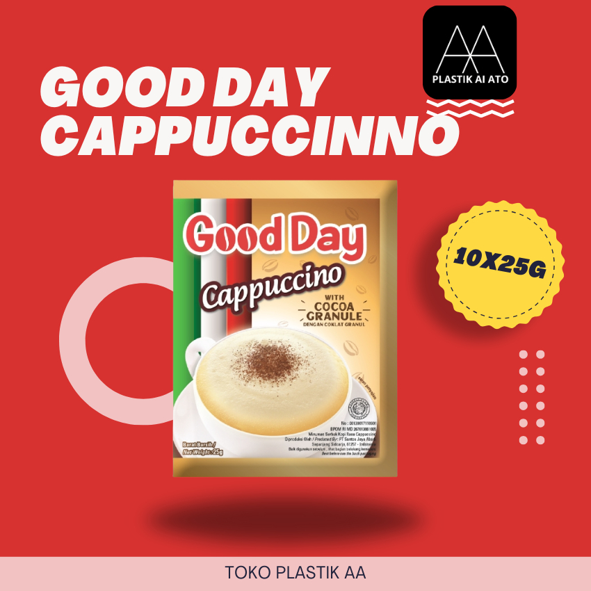 

[Kopi Sachet Instan – Minuman Serbuk] Good Day Cappuccino 25gr x 10 Sachet – Kopi Susu Cokelat Manis Rasa Café Kekinian | kapucino | Kopi Lembut Tidak Pahit | Rencengan Warung & Grosir | Kopi Amis-Amis Ala Nongkrong | mokacino