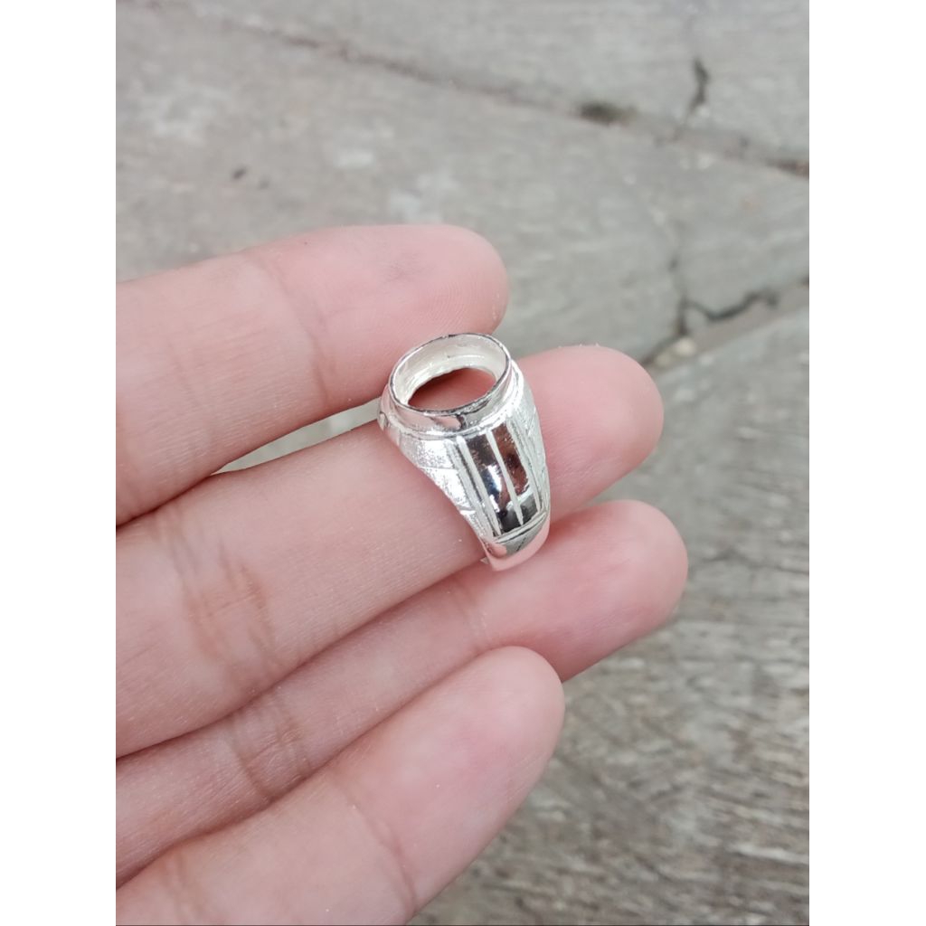 Cincin pria,perak asli untuk batu akik dim 10 x 8 mm