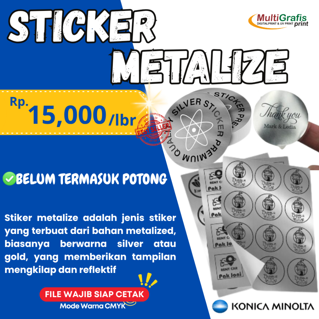 

Cetak Stiker Stiker Hologram / Metalize A3+ Ukuran High Quality
