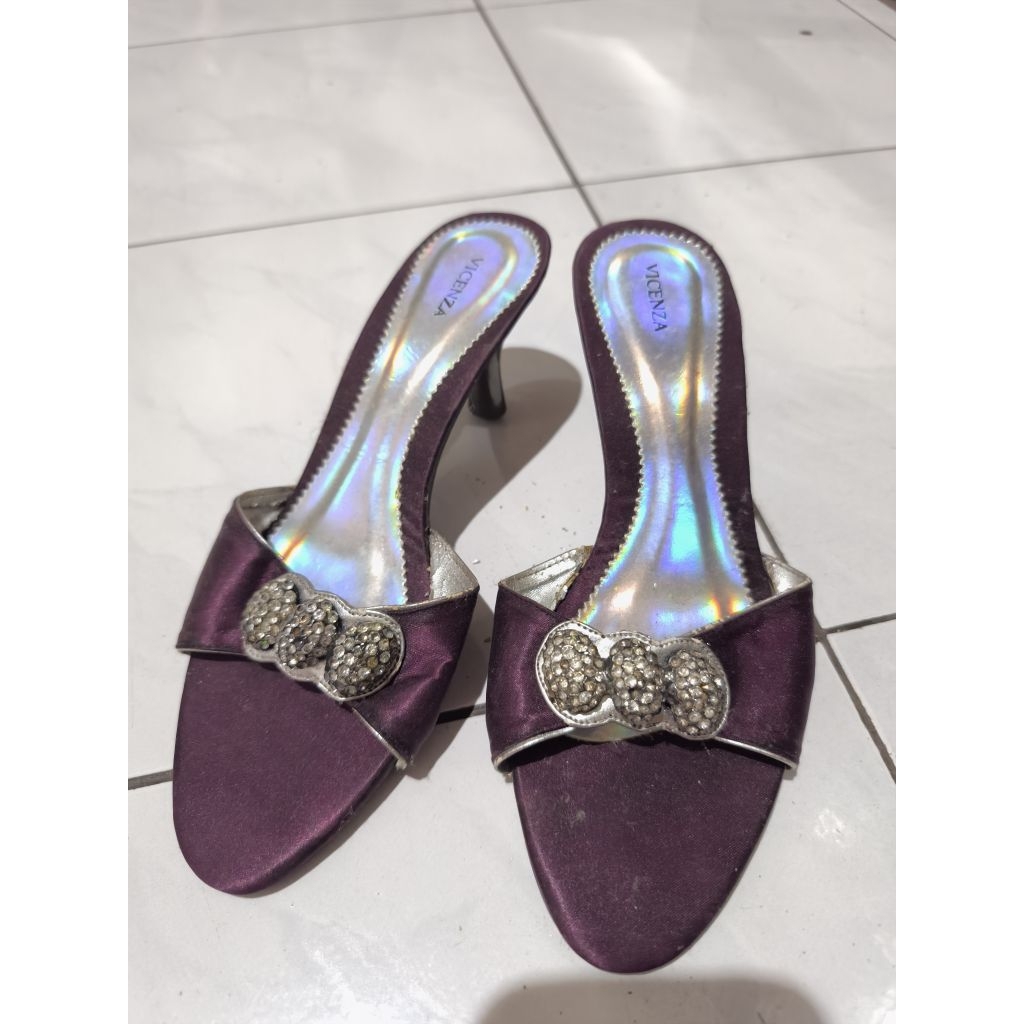 Sendal sepatu Pesta wine purple color sz 38 merk VICENZA mewah anggun preloved