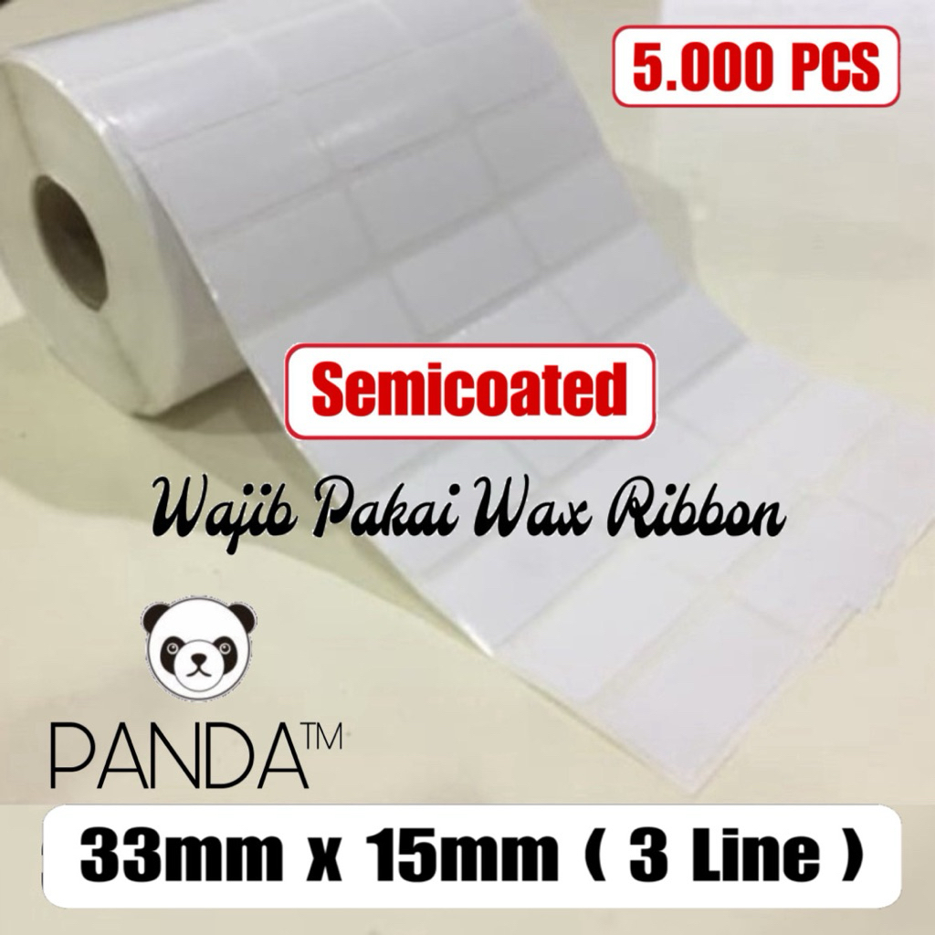 

Label Sticker Barcode 33x15mm Semicoated(3 Lines isi 5000 pcs) Core 1