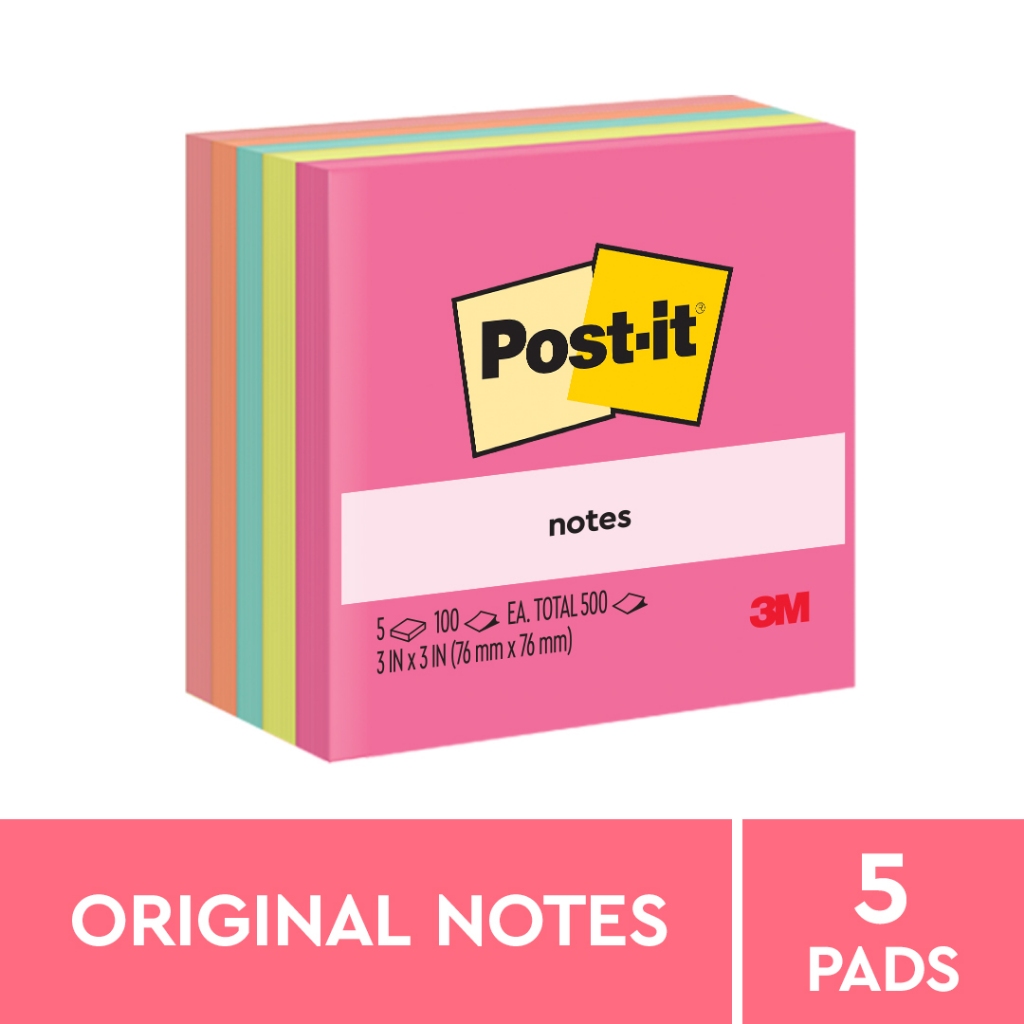 

Memo Tempel Post it 654 - 5AN 3M 76mm x76mm 5 Warna Sticky Notes