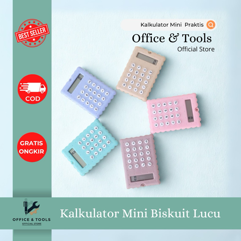 

Kalkulator Mini Biskuit Lucu Aesthetic Portable Kalkulator Saku Unik Office & Tools