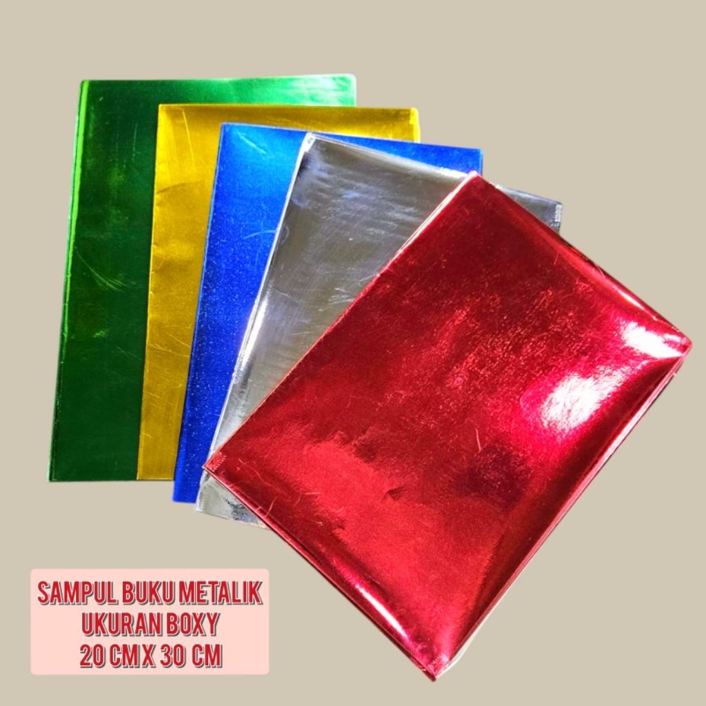 

20 lembar Sampul Buku kertas metalik Warna Warni Ukuran 20 x 30 cm BOXY campus panjang