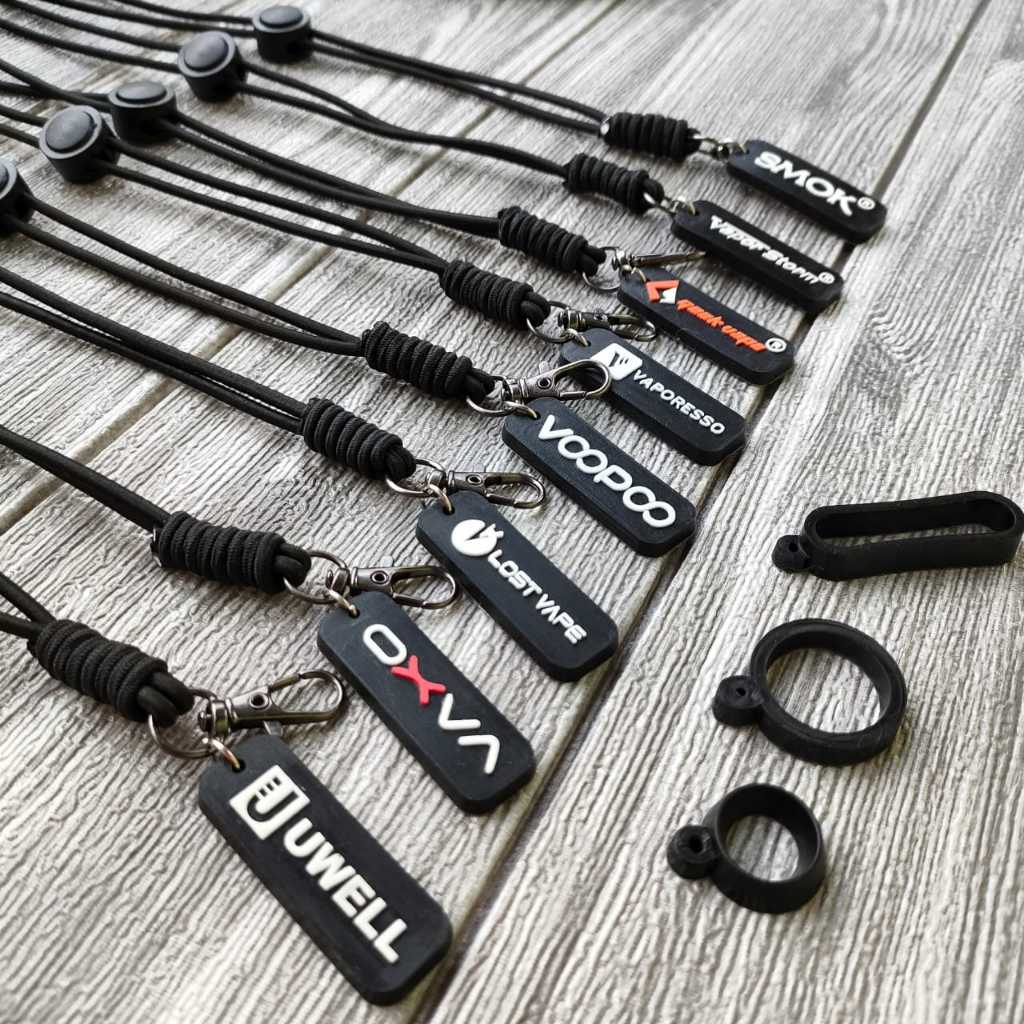 

Lanyard Tali Gantungan Elastis Hitam Simpul Aksesoris Tulisan