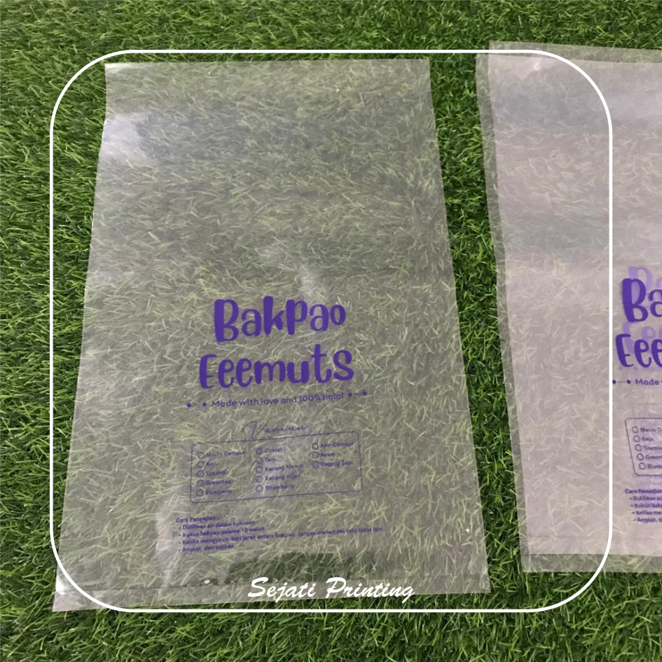 

(Isi 100 pcs) Sablon Plastik Murah PP Kemasan 18, 20, 25 , FREE DESAIN - SEJATIPRINTING