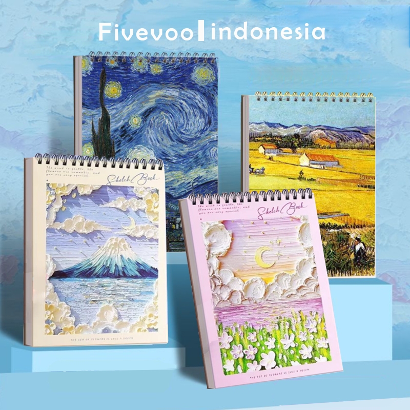 

FIVEVOO Buku Gambar Anak-anak / Sketchbook / Buku Melukis Profesional A4 / Buku Melukis Vertikal Spiral 45 Halaman / Buku Gambar